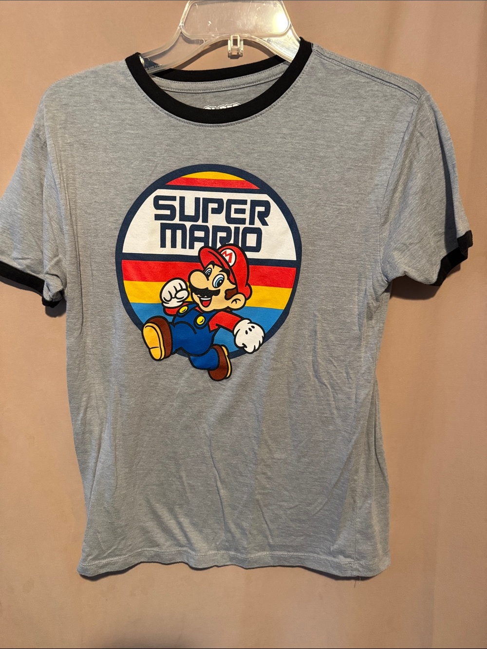 Nintendo Super Mario Graphic Tee - Gray with Black Trim